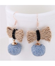Cotton Threads Weaving Style Candy Fashion Stud Earrings - Brown