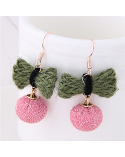 Cotton Threads Weaving Style Candy Fashion Stud Earrings - Green