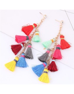 Multiple Threads Tassels Design High Fashion Stud Earrings - Multicolor
