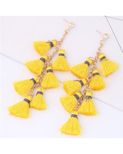Multiple Threads Tassels Design High Fashion Stud Earrings - Yellow
