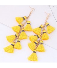 Multiple Threads Tassels Design High Fashion Stud Earrings - Yellow