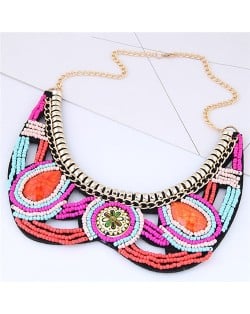 Bohemian Fashion Mini Beads Floral Design Collar Style Costume Necklace