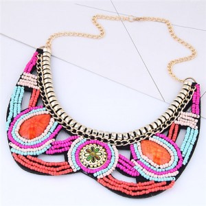 Bohemian Fashion Mini Beads Floral Design Collar Style Costume Necklace