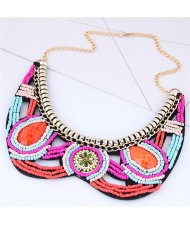 Bohemian Fashion Mini Beads Floral Design Collar Style Costume Necklace