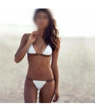 Push-up Padded Bra White Beach Style Fashion Bikini Set
