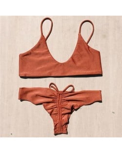 Unique Bandage Design Solid Color Bikini Set