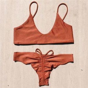 Unique Bandage Design Solid Color Bikini Set