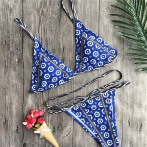 Tiny Flowers Prints Blue Fashion Swimwear