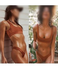 Push-up Padded Bra Sport Fashion Swimwear - Khaki