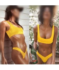 Push-up Padded Bra Sport Fashion Swimwear - Yellow