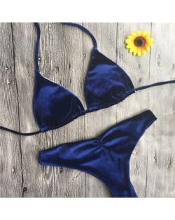 Royal Blue Flannel Split Women Swimwear