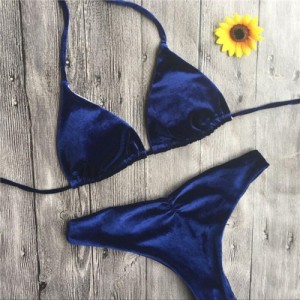 Royal Blue Flannel Split Women Swimwear