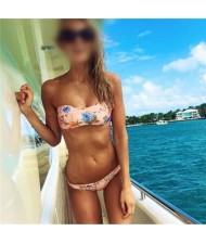 Vintage Flower Prints Pink Fashion Swimwear