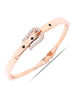 Rhinestone Embellished Buckle Design Golden Fashion Bracelet