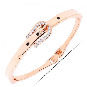 Rhinestone Embellished Buckle Design Golden Fashion Bracelet