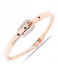 Rhinestone Embellished Buckle Design Golden Fashion Bracelet