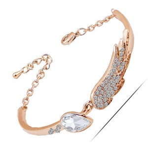Rhinestone Embeillished Angel Wing Fashion Women Bracelet