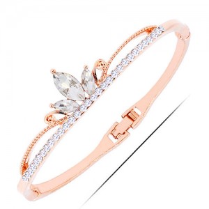 Rhinestone Elegant Crown Golden Fashion Bangle