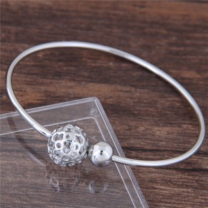 Alloy Hollow Balls Design Fashion Bangle - Silver