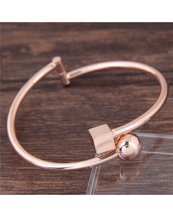 Cube and Ball Combo Design Alloy Fashion Bangle - Golden