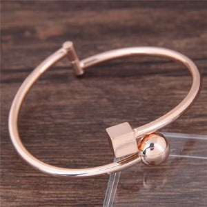 Cube and Ball Combo Design Alloy Fashion Bangle - Golden