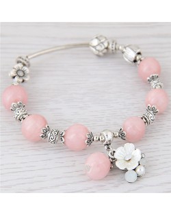 Seashell Flower Pendant Beads Decorated Vintage Fashion Bracelet - Pink
