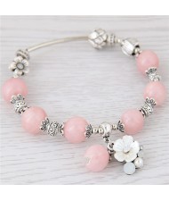 Seashell Flower Pendant Beads Decorated Vintage Fashion Bracelet - Pink