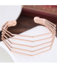 Multiple Layers Design Plain Model Fashion Bangle - Golden