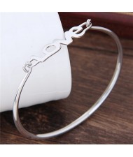 Sweet Love Characters Women Fashion Bangle - Silver