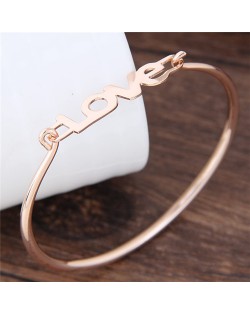 Sweet Love Characters Women Fashion Bangle - Golden