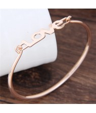 Sweet Love Characters Women Fashion Bangle - Golden