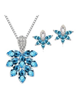 Shining Grape Fashion Necklace and Earrings Set - Blue