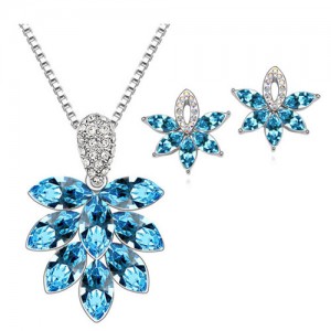 Shining Grape Fashion Necklace and Earrings Set - Blue