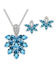 Shining Grape Fashion Necklace and Earrings Set - Blue