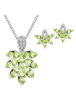 Shining Grape Fashion Necklace and Earrings Set - Green