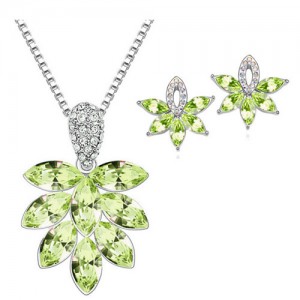 Shining Grape Fashion Necklace and Earrings Set - Green