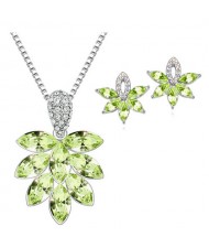 Shining Grape Fashion Necklace and Earrings Set - Green