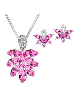 Shining Grape Fashion Necklace and Earrings Set - Rose