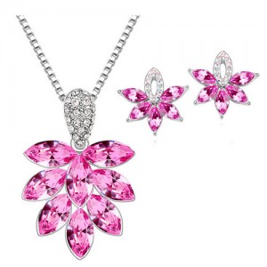 Shining Grape Fashion Necklace and Earrings Set - Rose