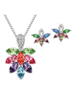 Shining Grape Fashion Necklace and Earrings Set - Multicolor