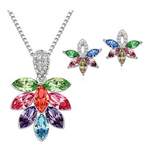 Shining Grape Fashion Necklace and Earrings Set - Multicolor