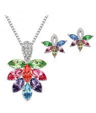 Shining Grape Fashion Necklace and Earrings Set - Multicolor