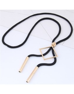Square Pendant Black Long Rope Fashion Sweater Chain/ Necklace