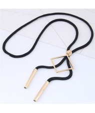 Square Pendant Black Long Rope Fashion Sweater Chain/ Necklace
