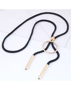Round Pendant Black Long Rope Fashion Sweater Chain/ Necklace