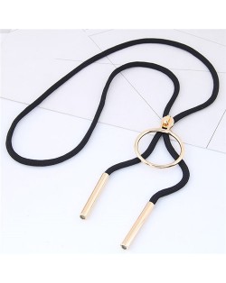 Round Pendant Black Long Rope Fashion Sweater Chain/ Necklace