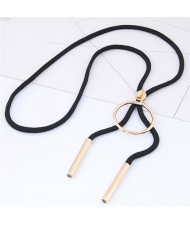 Round Pendant Black Long Rope Fashion Sweater Chain/ Necklace