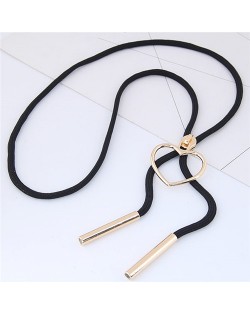 Heart Pendant Black Long Rope Fashion Sweater Chain/ Necklace