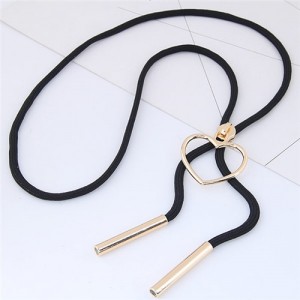 Heart Pendant Black Long Rope Fashion Sweater Chain/ Necklace