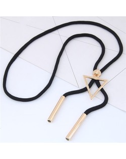 Triangle Pendant Black Long Rope Fashion Sweater Chain/ Necklace